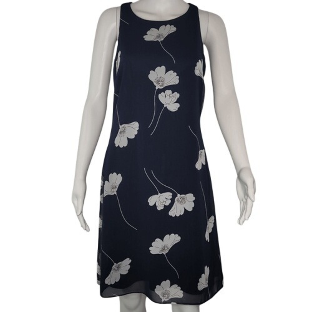 American Living‎ Navy & White Floral Sleeveless Dress